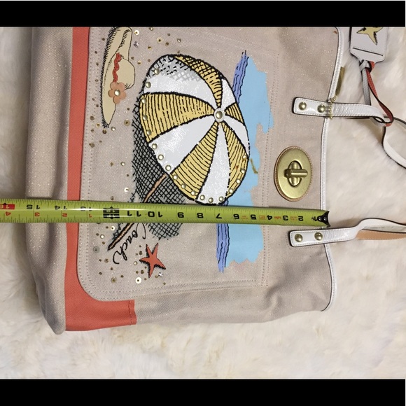 Vintage Rare COACH Beach Umbrella BAG Canvas Tote - Picture 5 of 16